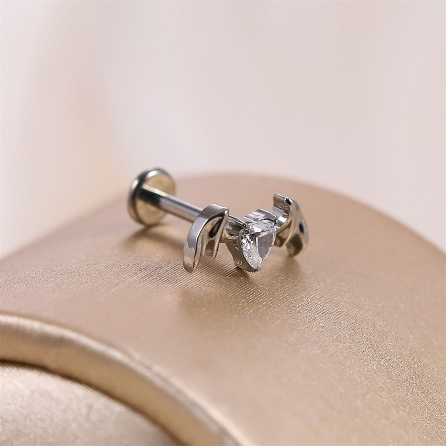 BLBJ47 G-23 TITANIUM INTERNAL THREAD LABRET WITH BAT DESIGN