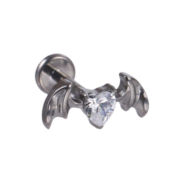 BLBJ47 G-23 TITANIUM INTERNAL THREAD LABRET WITH BAT DESIGN