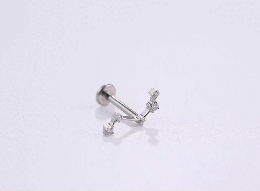 BLBJ48 G-23 TITANIUM INTERNAL THREAD LABRET WITH CZ