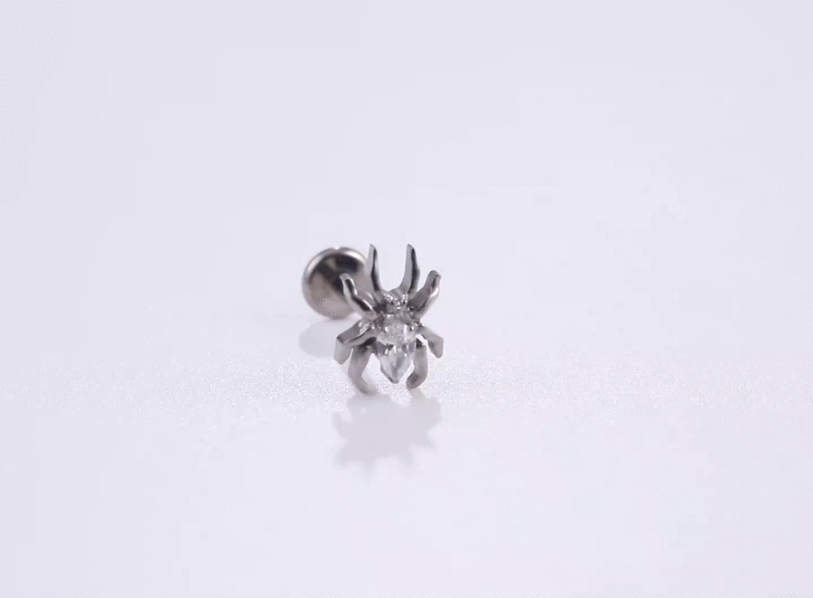 BLBJ49 G-23 TITANIUM INTERNAL THREAD LABRET WITH SPIDER DESIGN