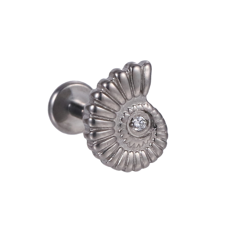 BLBJ50 G-23 TITANIUM INTERNAL THREAD LABRET WITH SHELL DESIGN