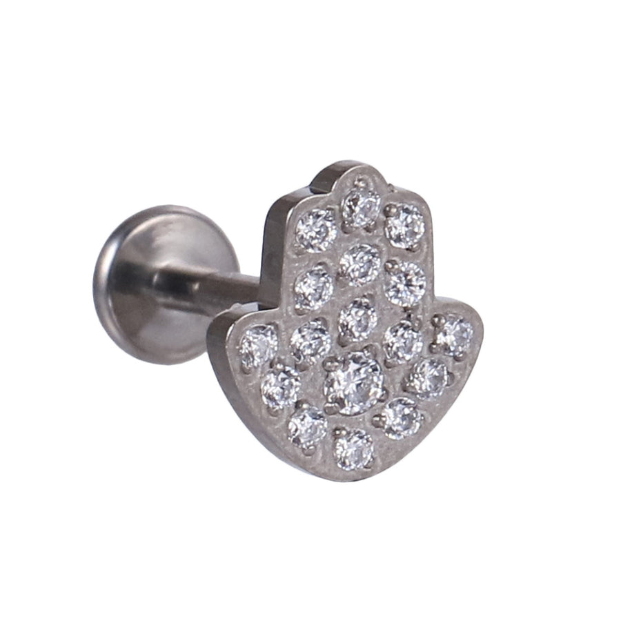 BLBJ51 G-23 TITANIUM INTERNAL THREAD LABRET WITH PALM DESIGN