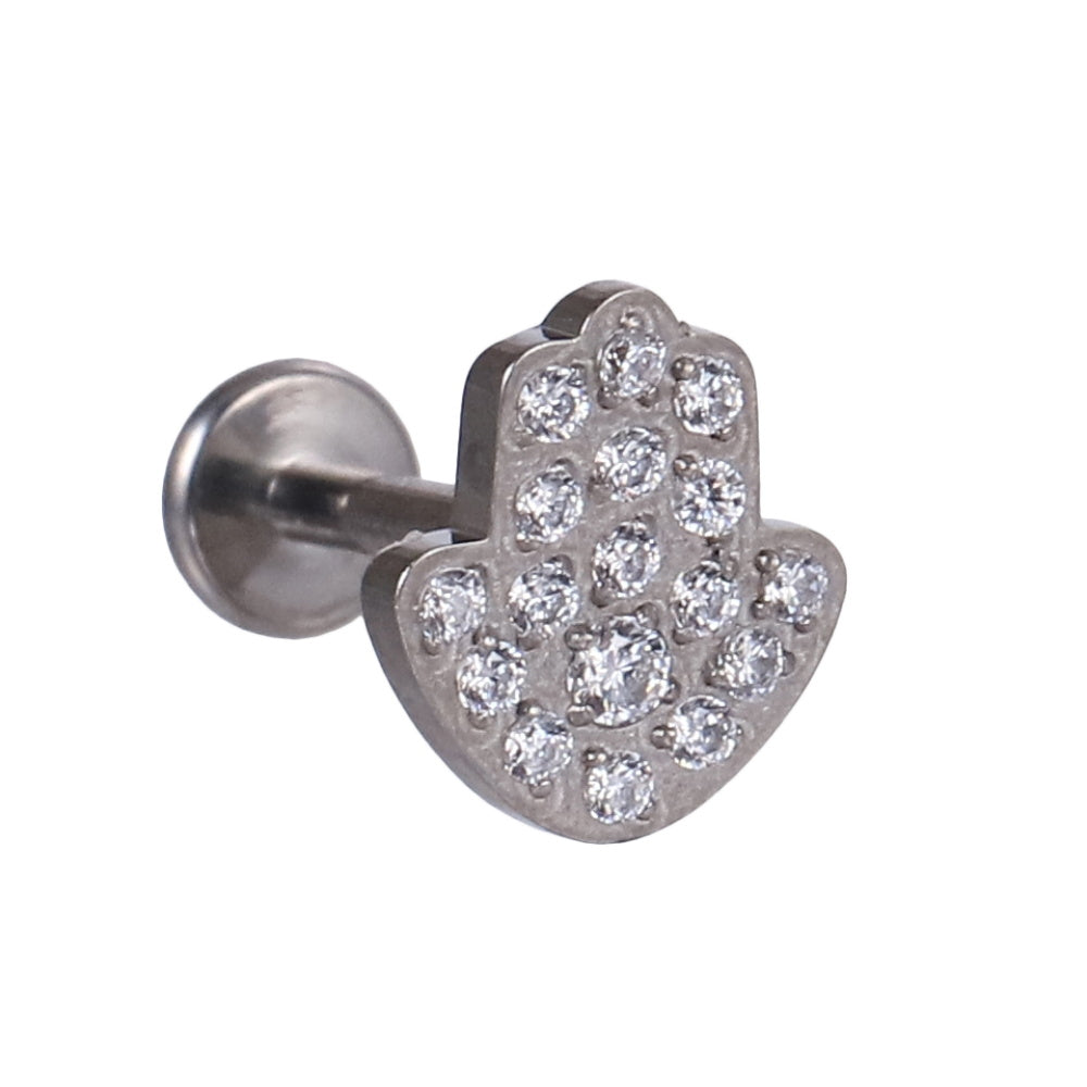 BLBJ51 G-23 TITANIUM INTERNAL THREAD LABRET WITH PALM DESIGN