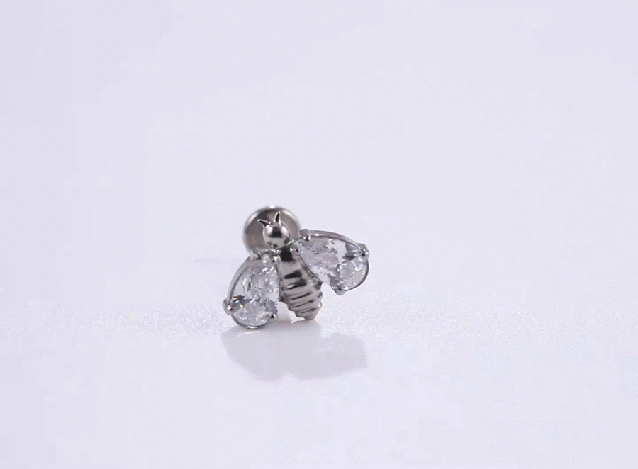 BLBJ52 G-23 TITANIUM INTERNAL THREAD LABRET WITH BEE DESIGN