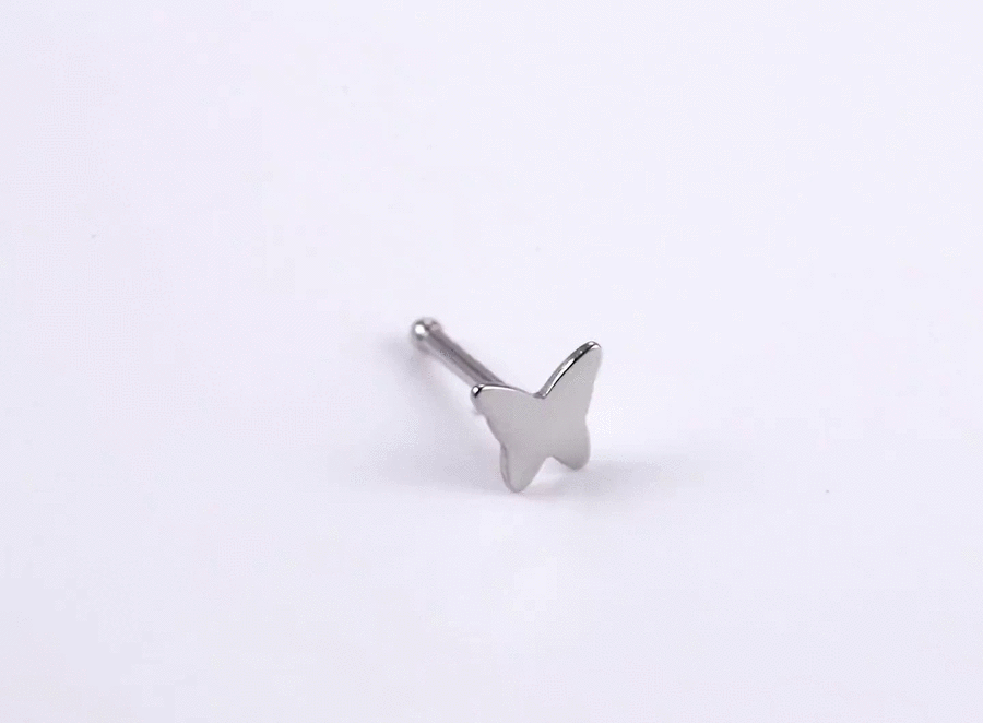 BN30 STAINLESS STEEL  NOSE STUD WITH BUTTERFLY DESIGN