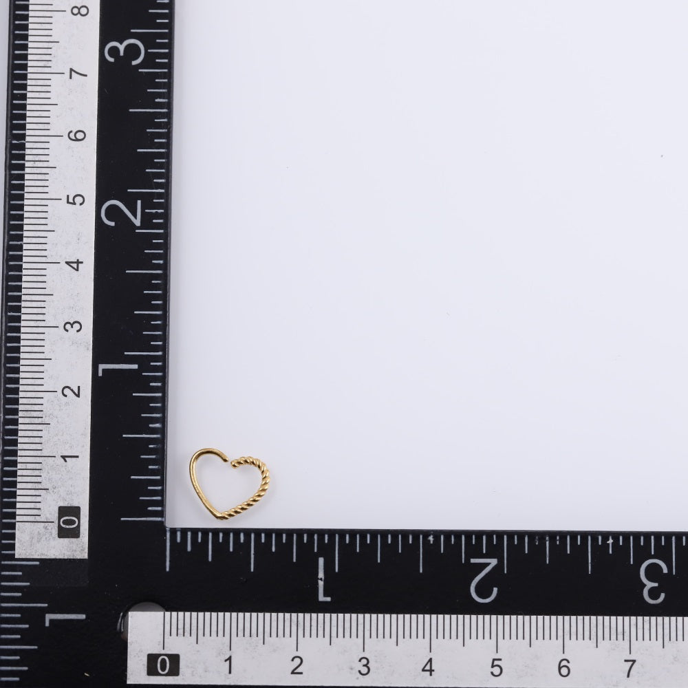 BRN04 STAINLESS STEEL HEART SHAPE NOSE STUD WITH ROPE DESIGN