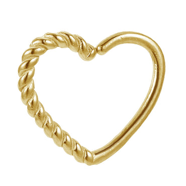 BRN04 STAINLESS STEEL HEART SHAPE NOSE STUD WITH ROPE DESIGN