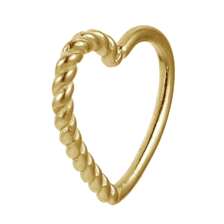 BRN04 STAINLESS STEEL HEART SHAPE NOSE STUD WITH ROPE DESIGN