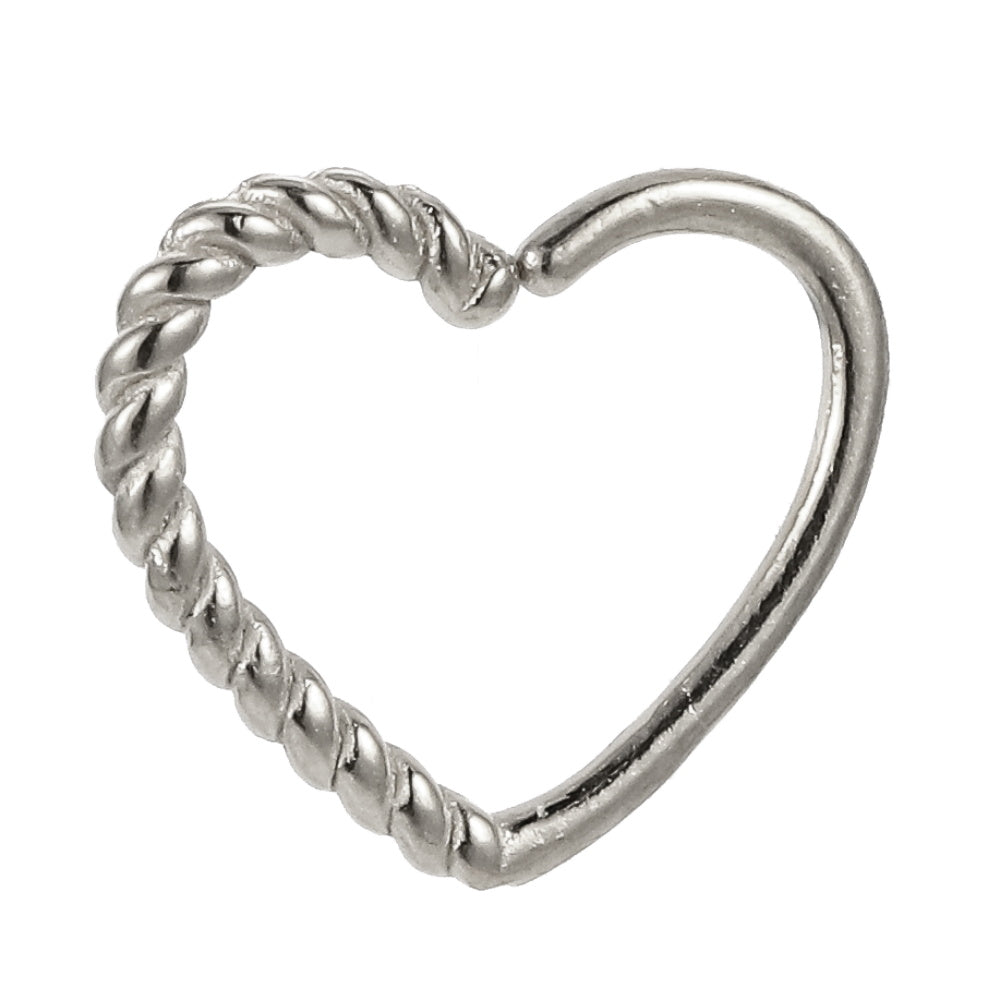 BRN04 STAINLESS STEEL HEART SHAPE NOSE STUD WITH ROPE DESIGN