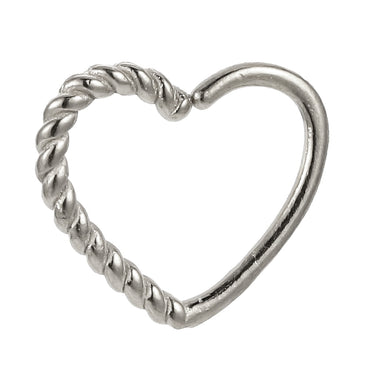 BRN04 STAINLESS STEEL HEART SHAPE NOSE STUD WITH ROPE DESIGN