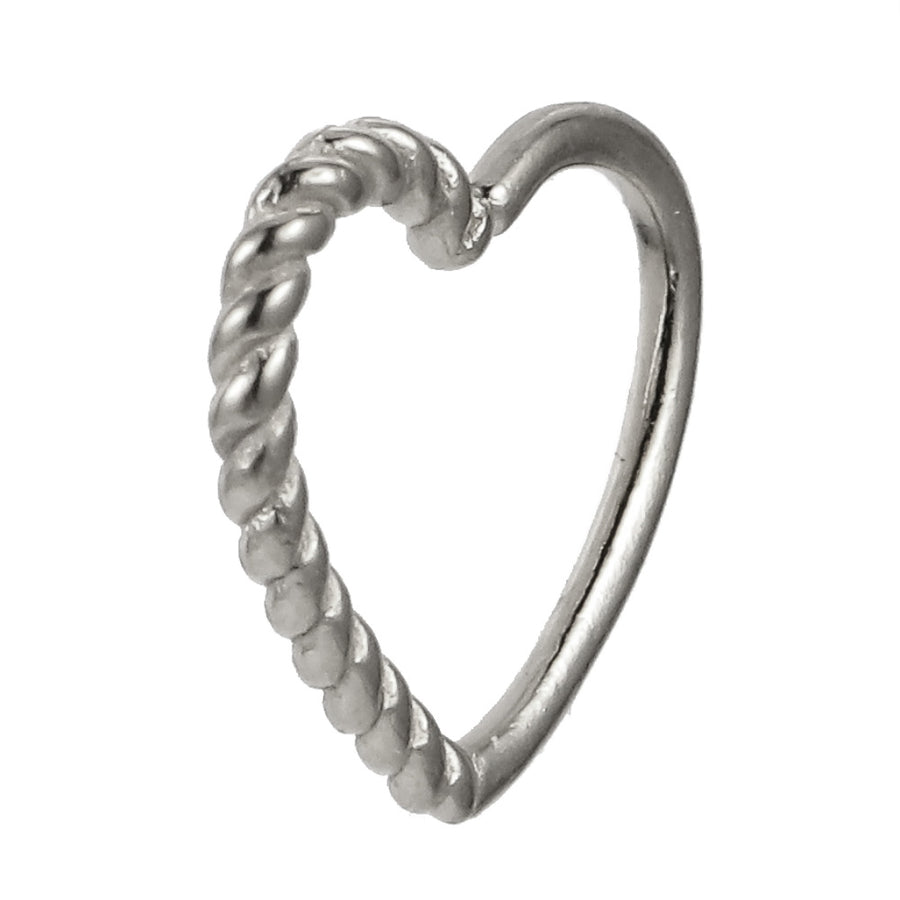 BRN04 STAINLESS STEEL HEART SHAPE NOSE STUD WITH ROPE DESIGN
