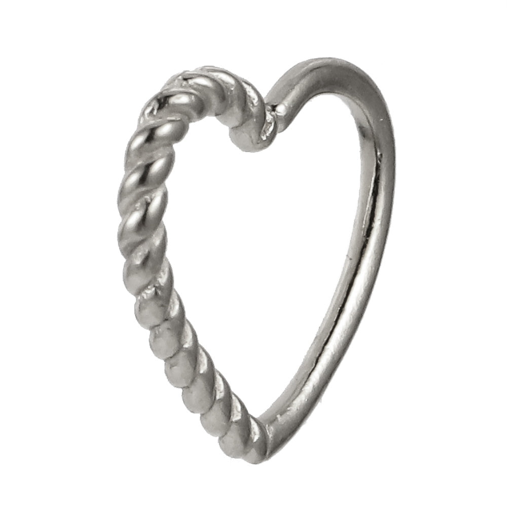 BRN04 STAINLESS STEEL HEART SHAPE NOSE STUD WITH ROPE DESIGN