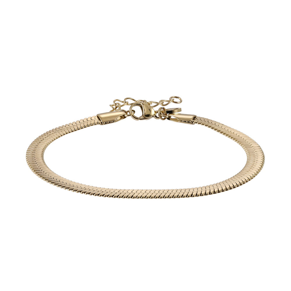 BSS1000 STAINLESS STEEL FLAT SNAKE HERRINGBONE CHAIN BRACELET