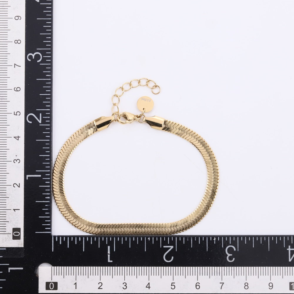 BSS1000 STAINLESS STEEL FLAT SNAKE HERRINGBONE CHAIN BRACELET
