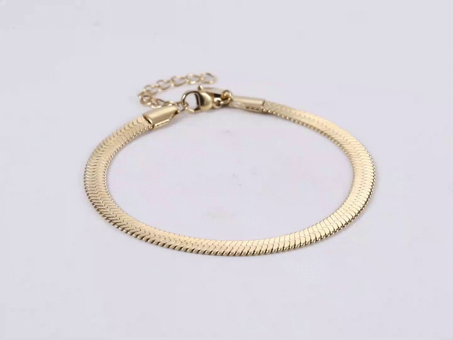 BSS1000 STAINLESS STEEL FLAT SNAKE HERRINGBONE CHAIN BRACELET