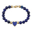 BSS1021 STAINLESS STEEL BEADS BRACELET WITH HEART-SHAPED LAPIS