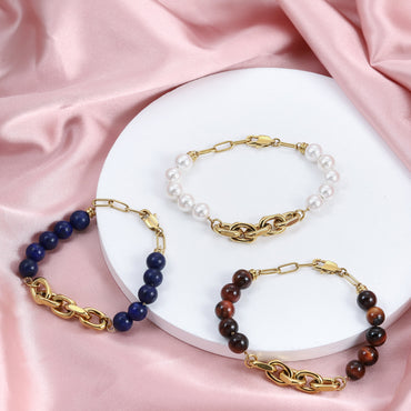 BSS1022 STAINLESS STEEL BRACELET WITH BEADS