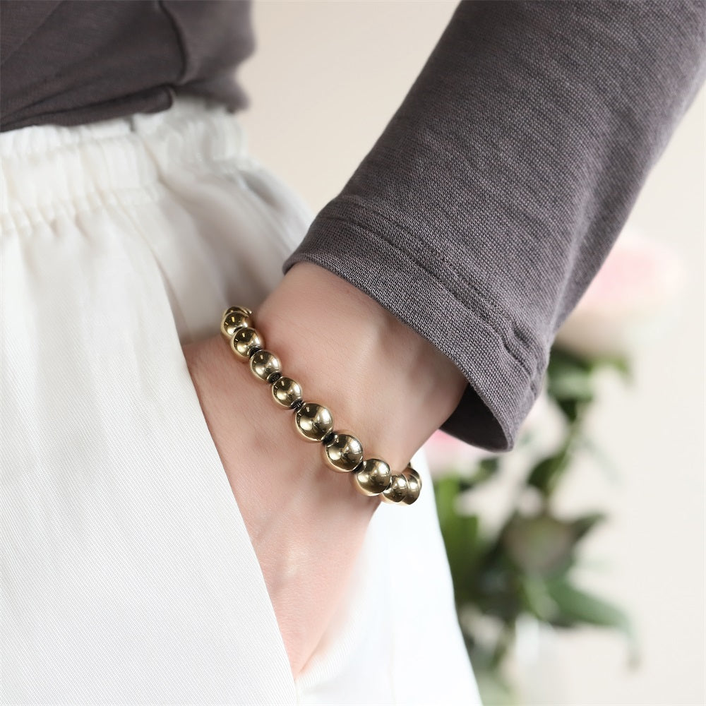 BSS1052 STAINLESS STEEL & HEMATITE BEADS BRACELET