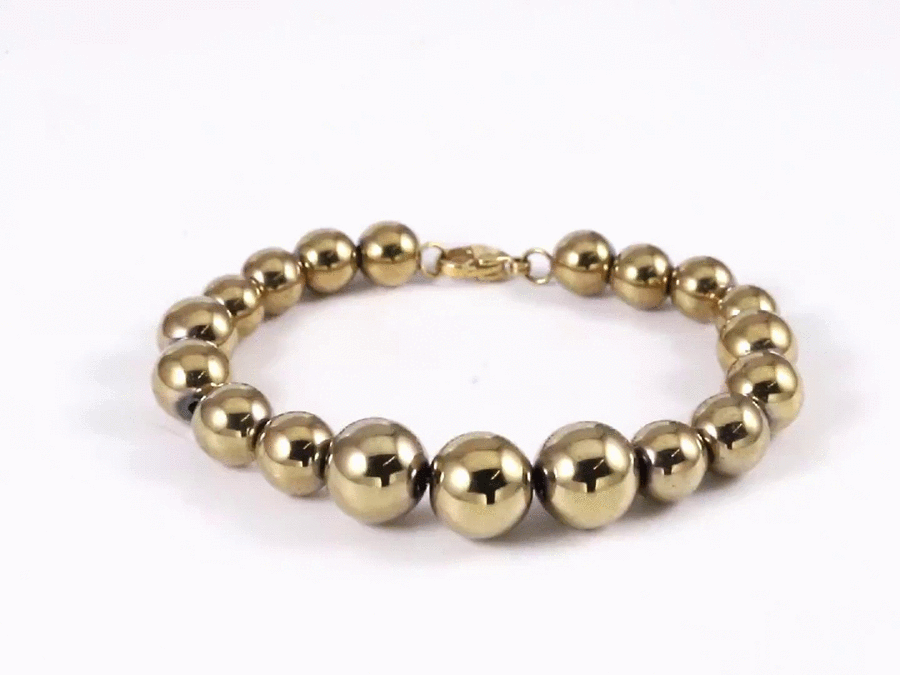 BSS1052 STAINLESS STEEL & HEMATITE BEADS BRACELET