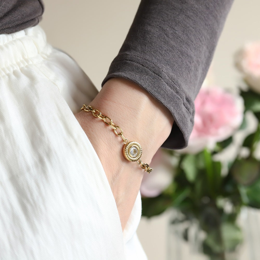 BSS1058 STAINLESS STEEL BRACELET WITH CZ