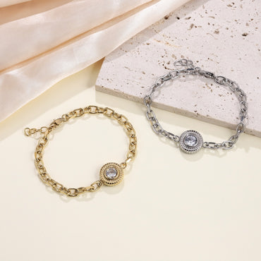 BSS1058 STAINLESS STEEL BRACELET WITH CZ