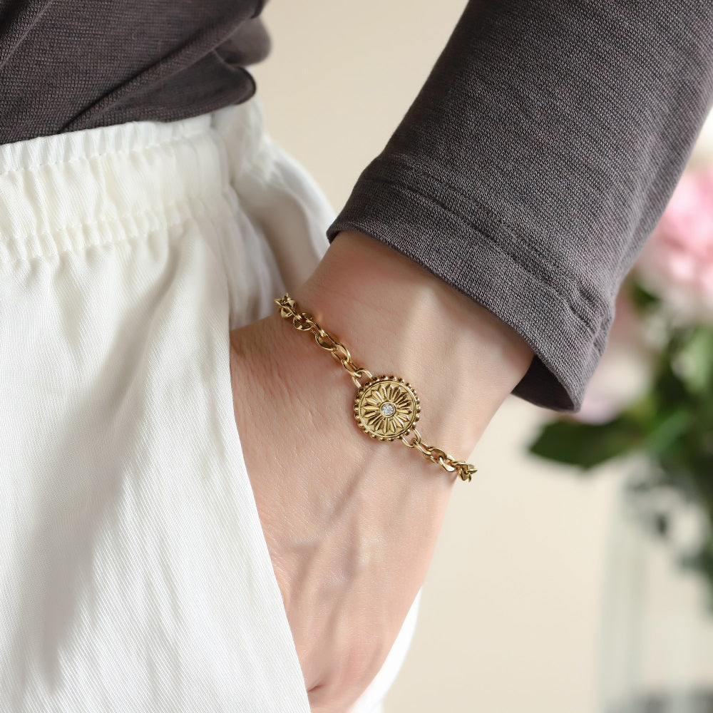 BSS1059 STAINLESS STEE BRACELET WITH CZ