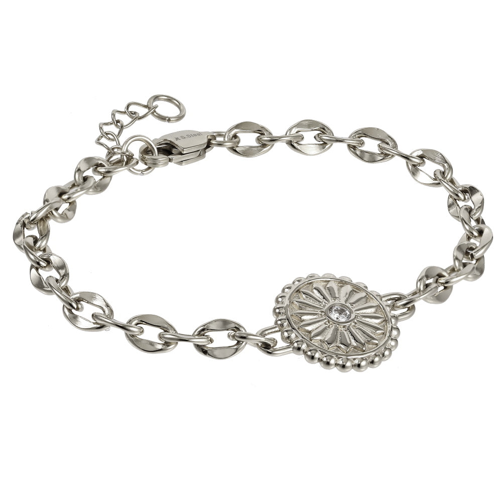 BSS1059 STAINLESS STEE BRACELET WITH CZ