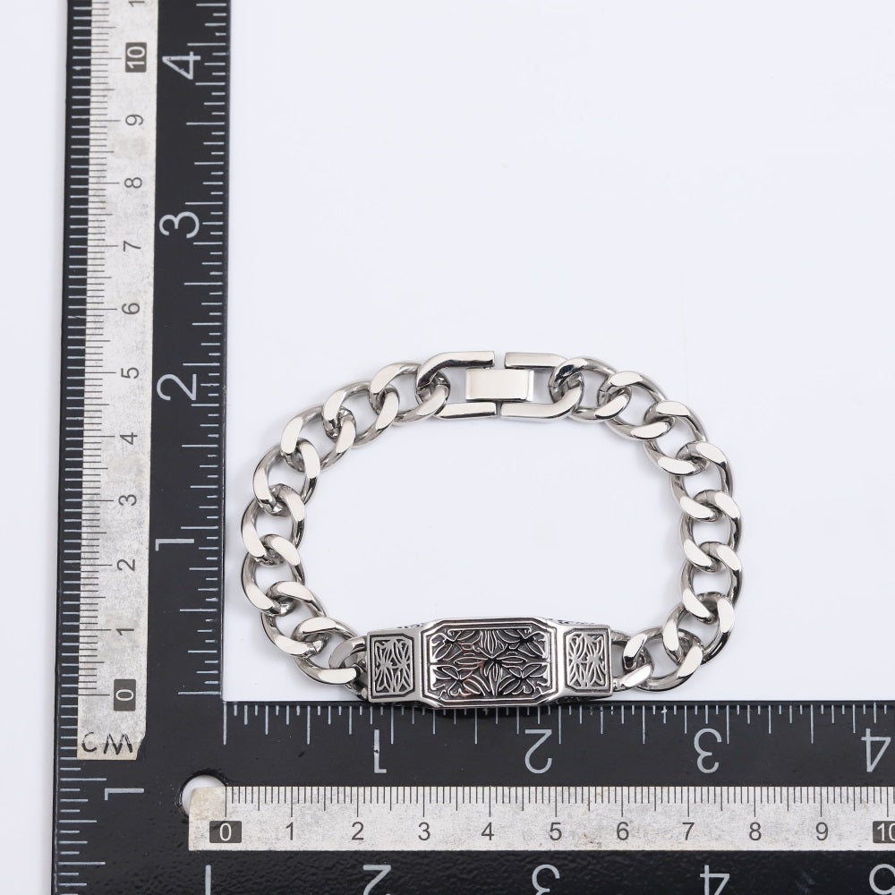 BSS1060 STAINLESS STEEL ID PLATE BRACELET WITH PATTERN