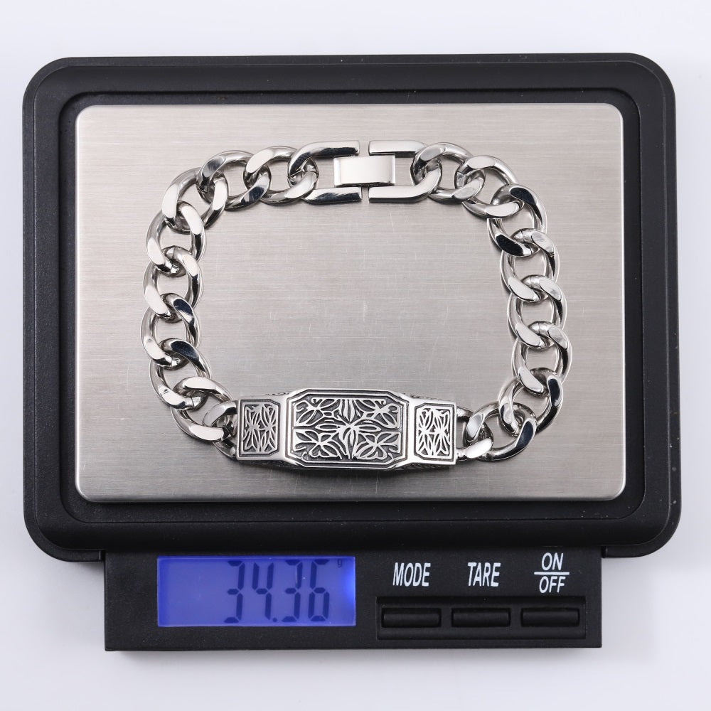 BSS1060 STAINLESS STEEL ID PLATE BRACELET WITH PATTERN