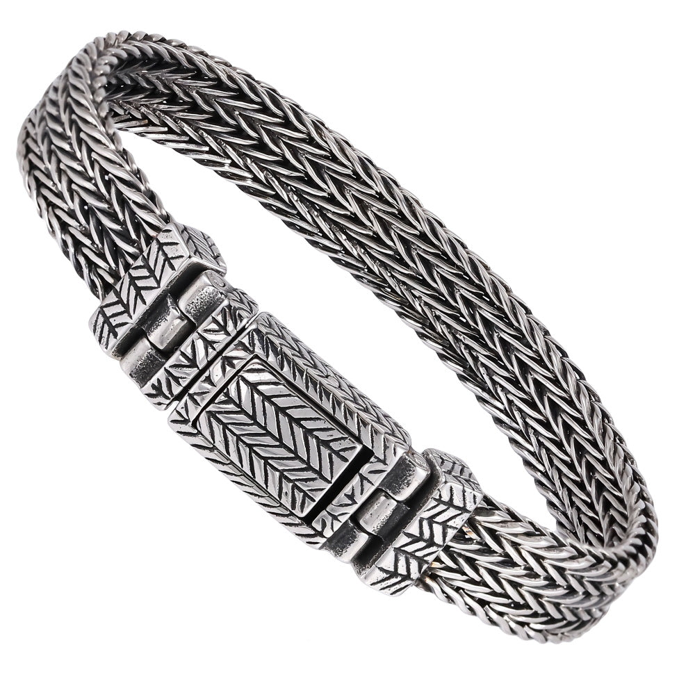 BSS1061 STAINLESS STEEL BRACELET WITH BRAIDED PATTERN