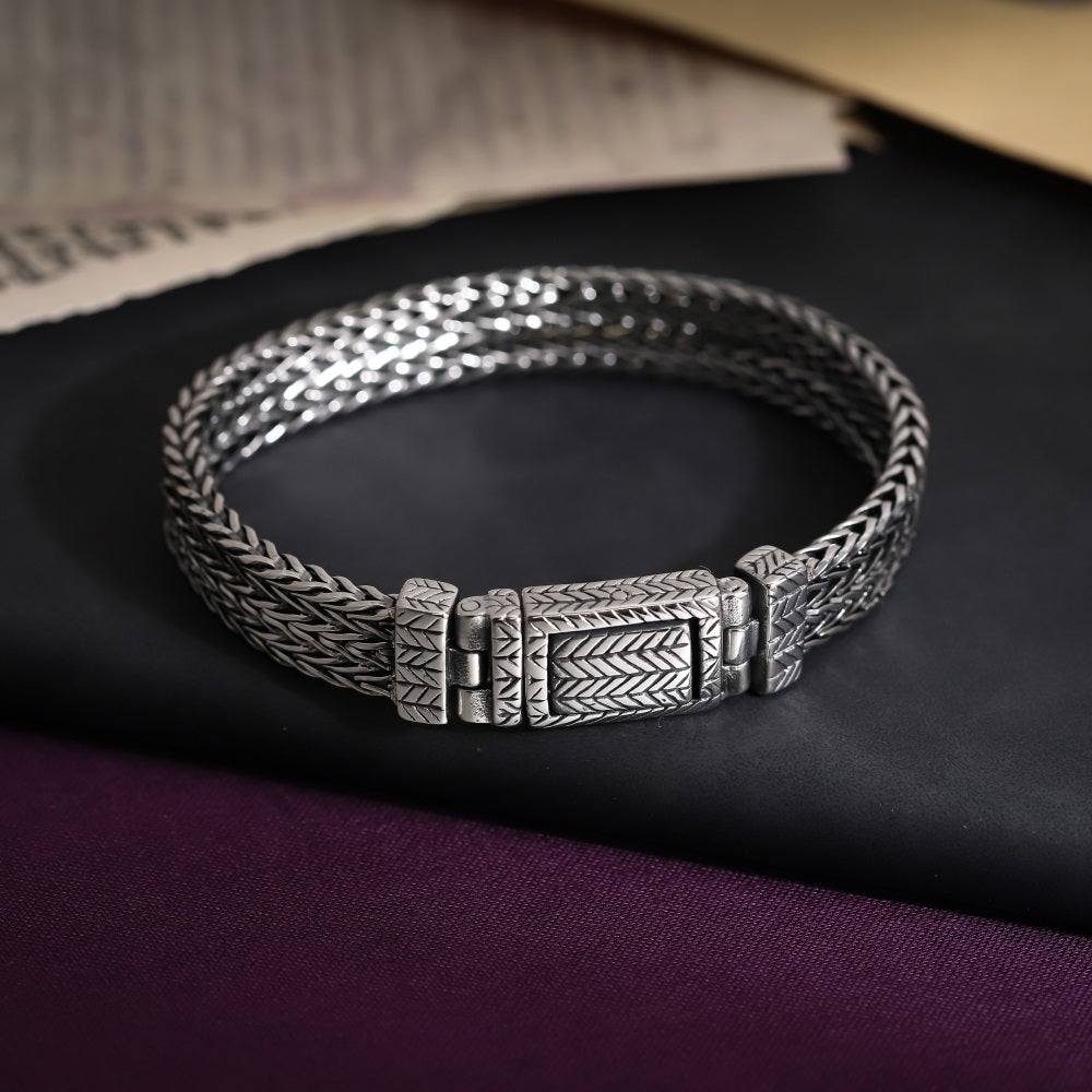 BSS1061 STAINLESS STEEL BRACELET WITH BRAIDED PATTERN