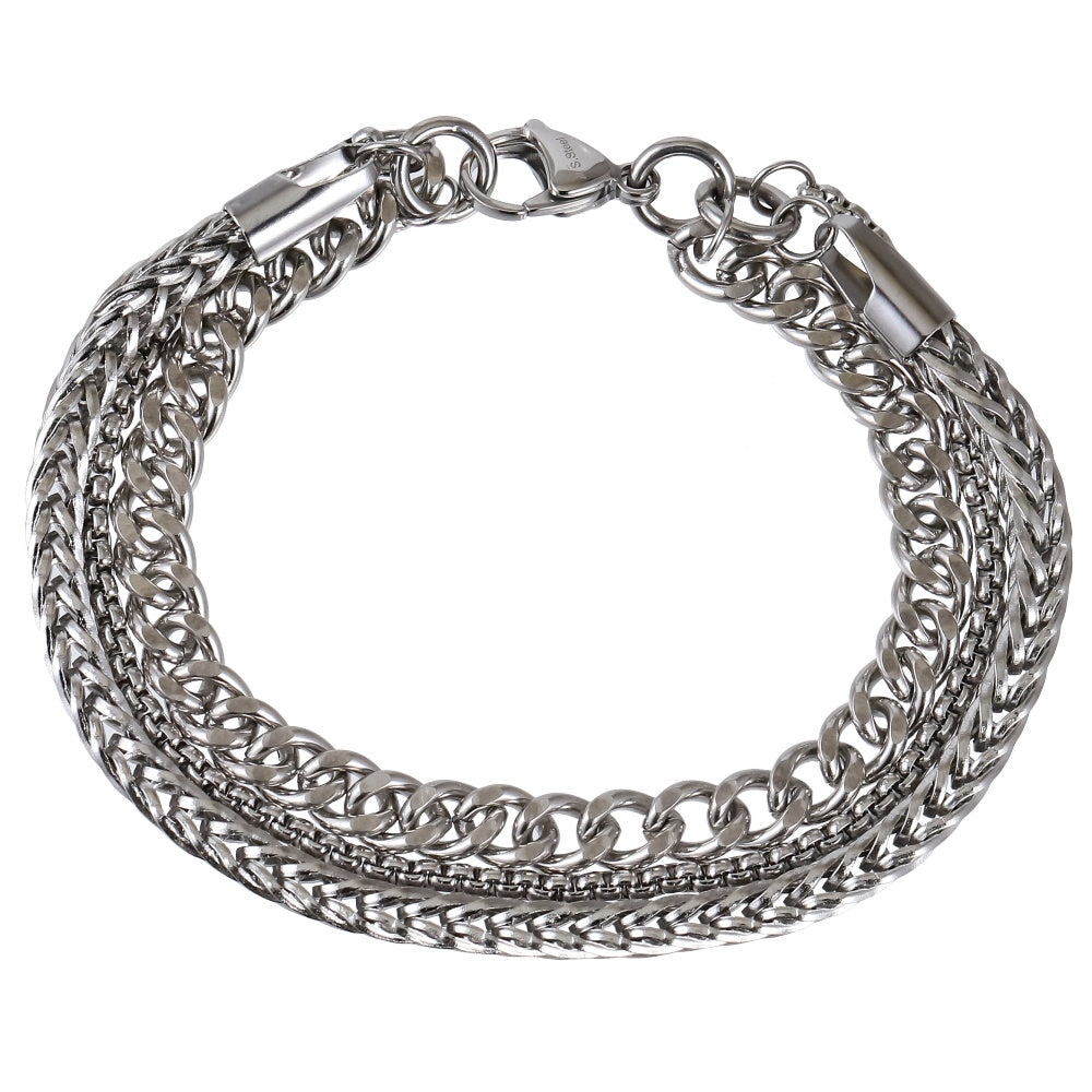 BSS1074 STAINLESS STEEL MUTI CHAIN BRACELET
