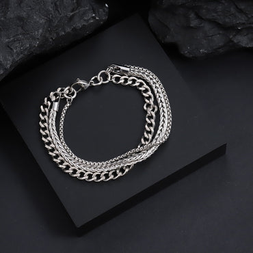 BSS1074 STAINLESS STEEL MUTI CHAIN BRACELET
