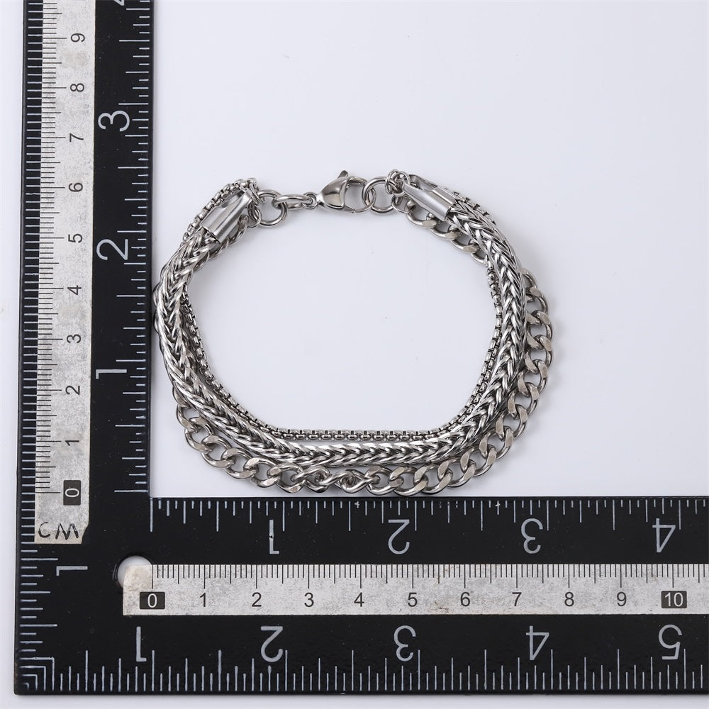 BSS1074 STAINLESS STEEL MUTI CHAIN BRACELET