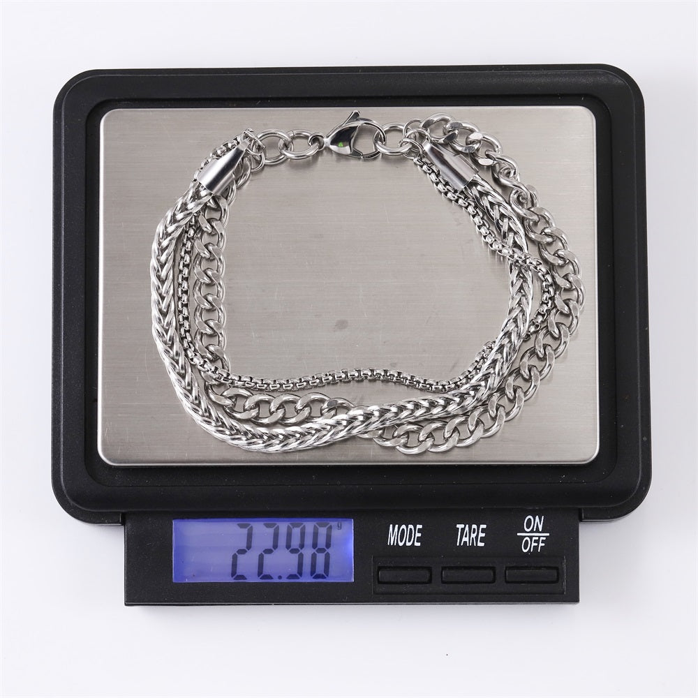 BSS1074 STAINLESS STEEL MUTI CHAIN BRACELET