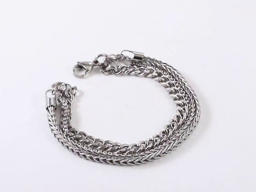 BSS1074 STAINLESS STEEL MUTI CHAIN BRACELET