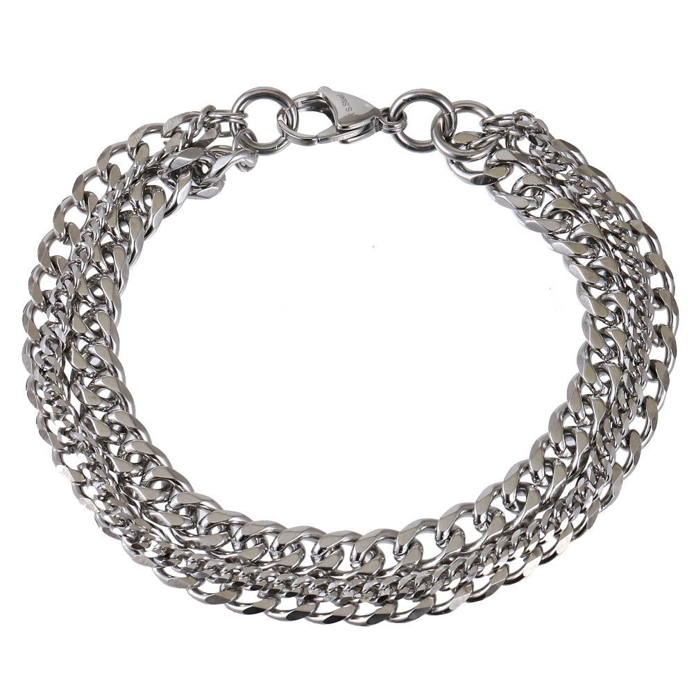 BSS1075 STAINLESS STEEL MULTI CURB CHAIN BRACELET