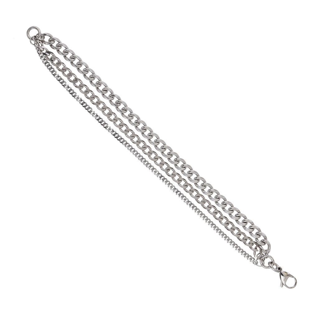 BSS1075 STAINLESS STEEL MULTI CURB CHAIN BRACELET