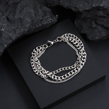 BSS1075 STAINLESS STEEL MULTI CURB CHAIN BRACELET