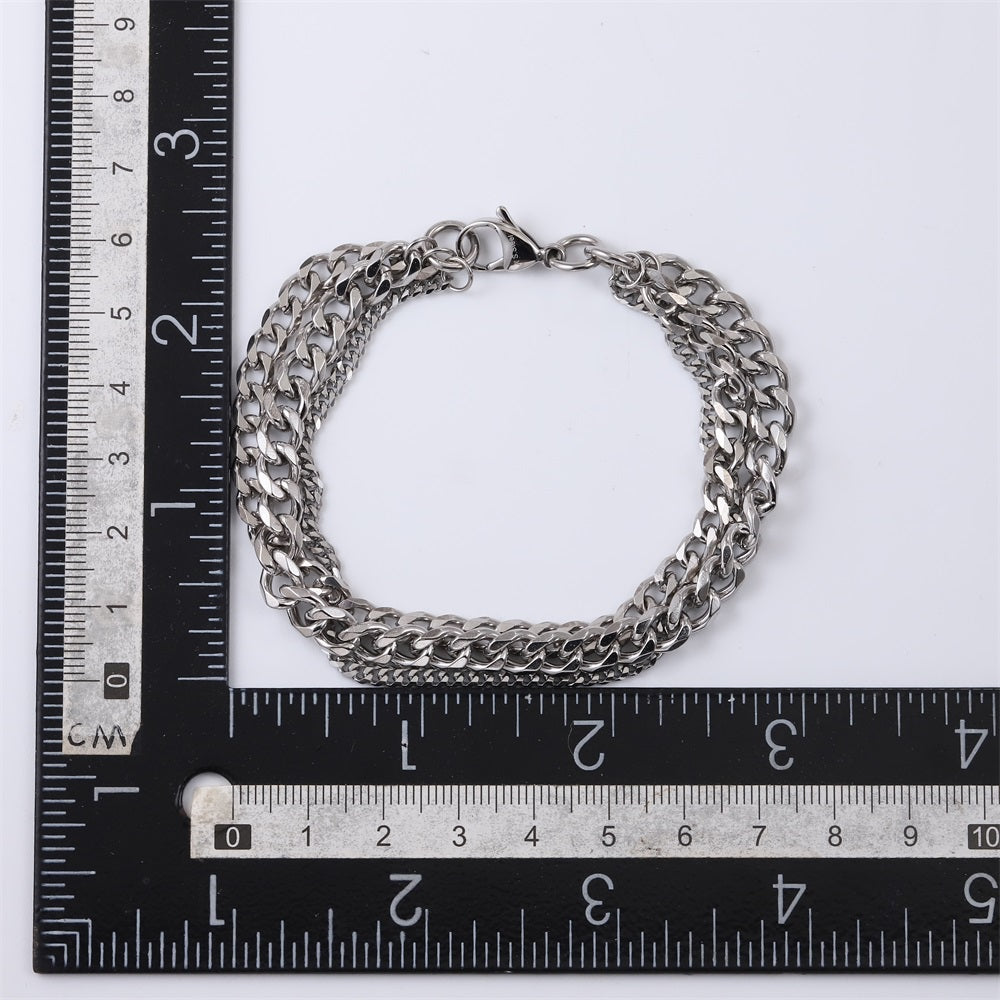 BSS1075 STAINLESS STEEL MULTI CURB CHAIN BRACELET