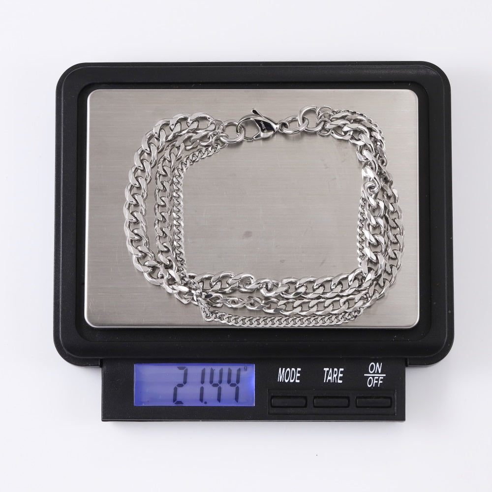 BSS1075 STAINLESS STEEL MULTI CURB CHAIN BRACELET