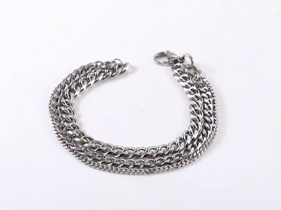 BSS1075 STAINLESS STEEL MULTI CURB CHAIN BRACELET