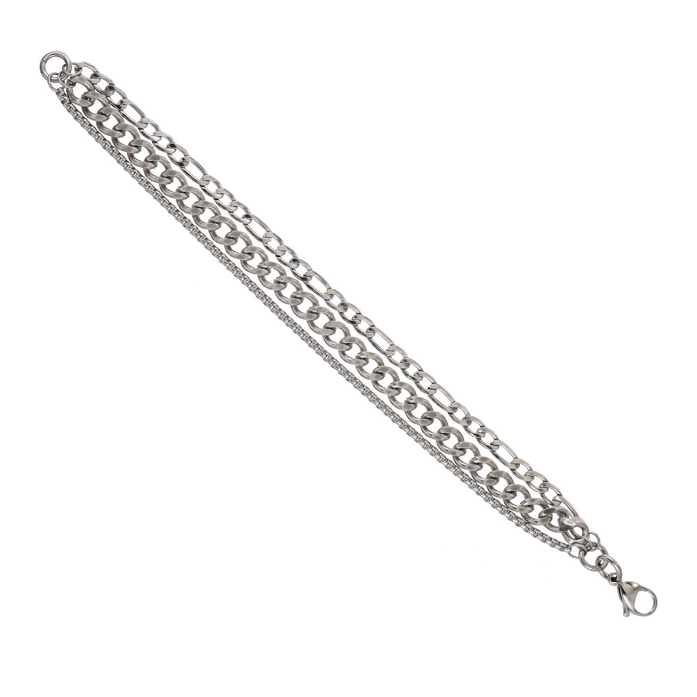 BSS1076 STAINLESS STEEL MULTI CHAIN BRACELET