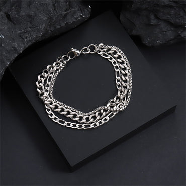 BSS1076 STAINLESS STEEL MULTI CHAIN BRACELET