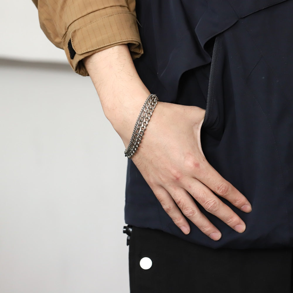 BSS1076 STAINLESS STEEL MULTI CHAIN BRACELET