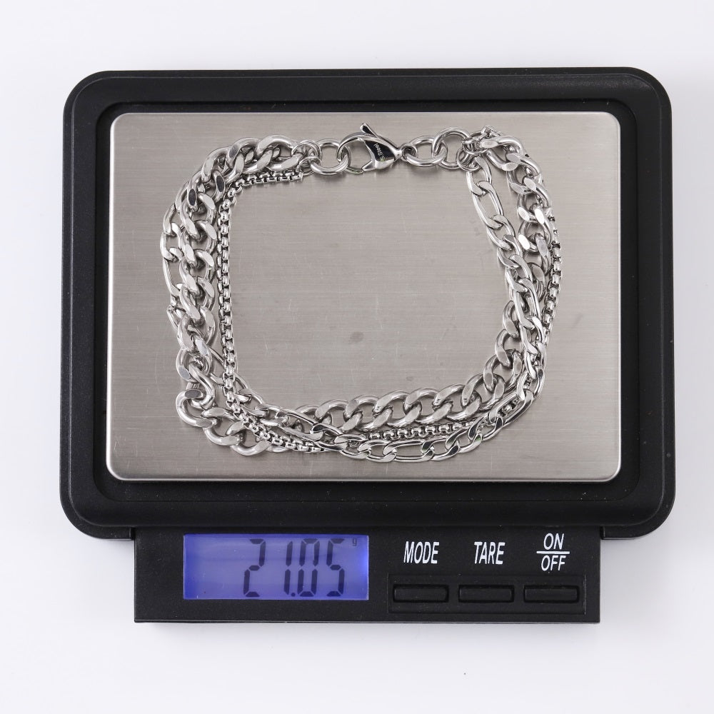 BSS1076 STAINLESS STEEL MULTI CHAIN BRACELET