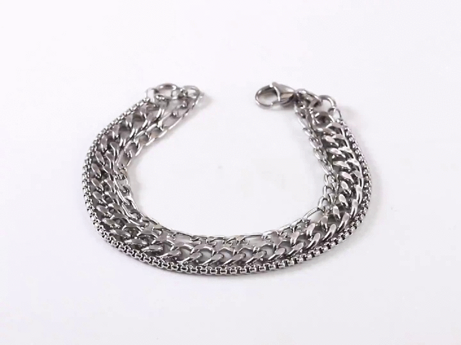 BSS1076 STAINLESS STEEL MULTI CHAIN BRACELET