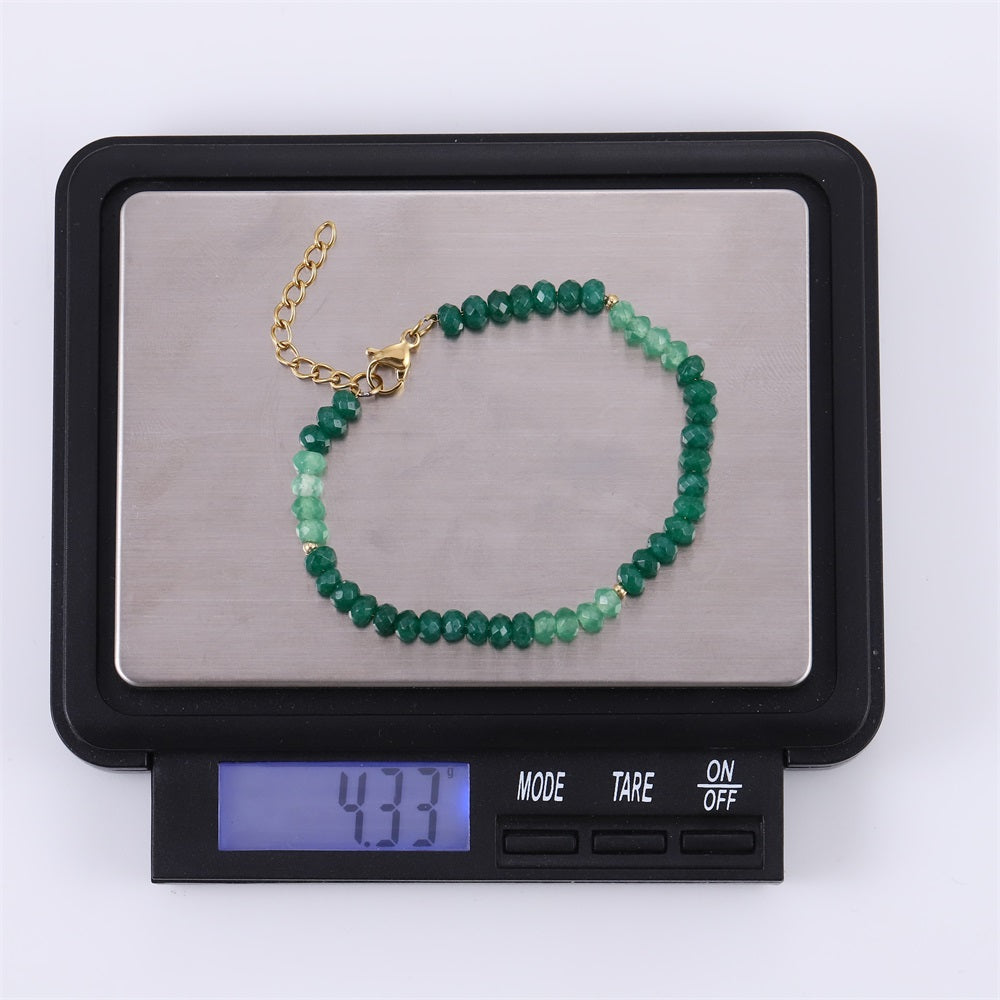 BSS1086 STAINLESS STEEL BEADS BRACELET WITH DYED QUARTZITE IMITATION JADE