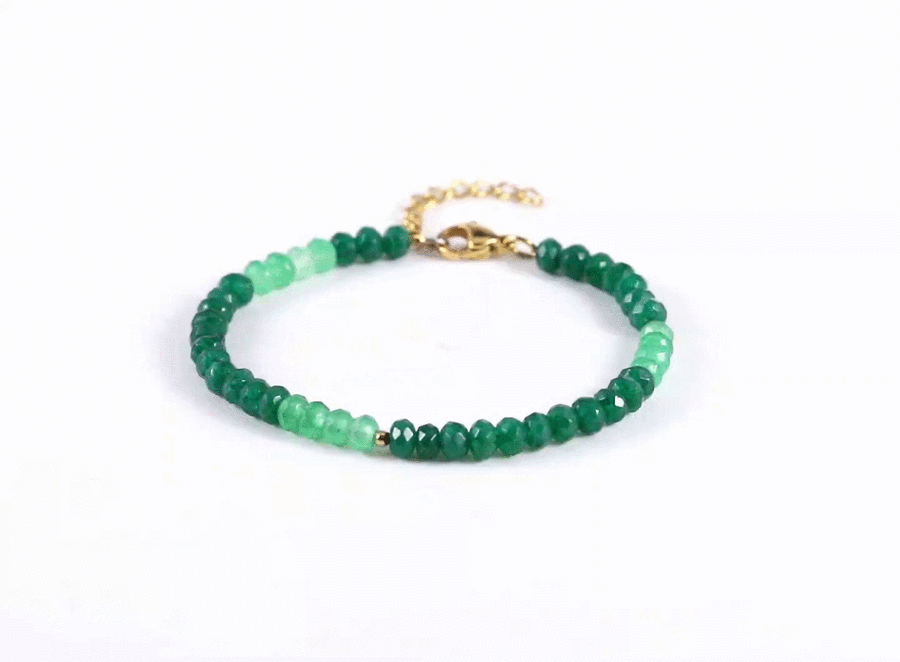 BSS1086 STAINLESS STEEL BEADS BRACELET WITH DYED QUARTZITE IMITATION JADE