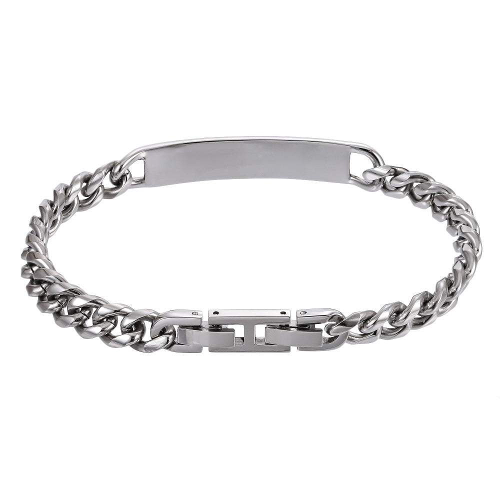 AAB Co. Stainless Steel Bracelet with ID Plate and Square Pattern Black Oil Finish